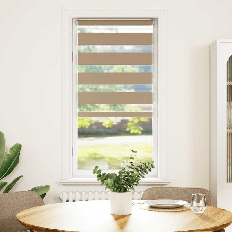 Afbeelding laden in galerijviewer, Vidaxl zebra blind 60x150 cm stofbreedte 55,9 cm polyester zandbruin
