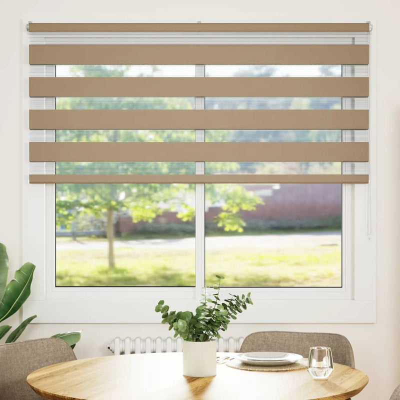 Afbeelding laden in galerijviewer, Vidaxl zebra blind 155x150 cm stofbreedte 150,9 cm polyester zandbruin
