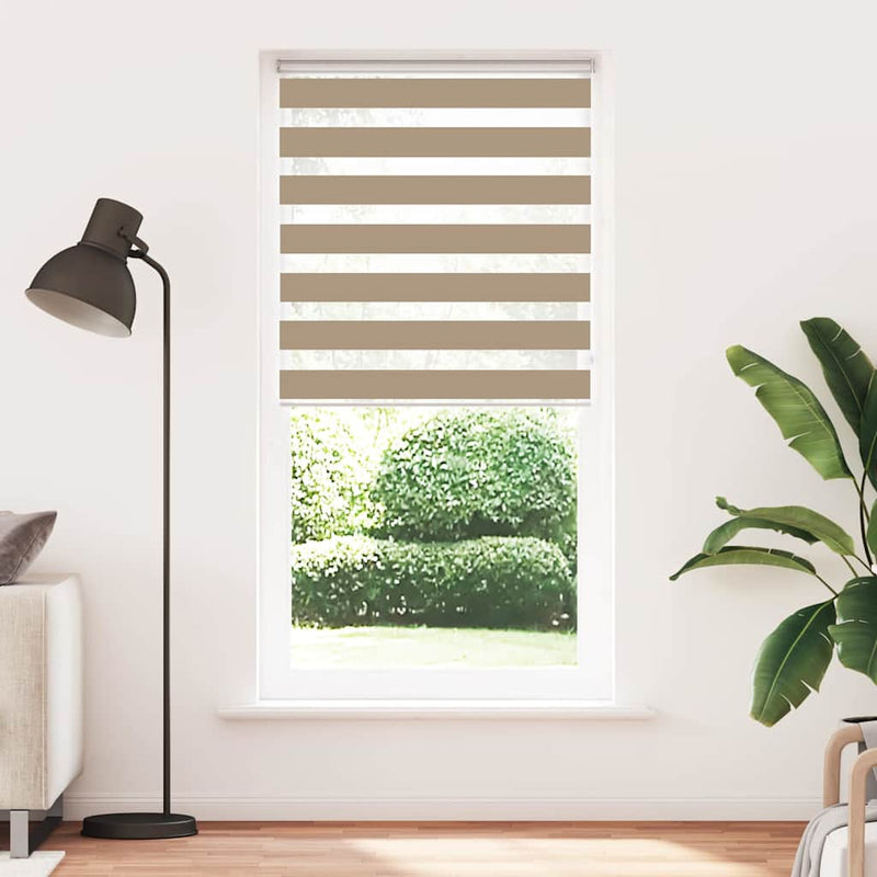 Afbeelding laden in galerijviewer, Vidaxl zebra blind 115x230 cm stofbreedte 110,9 cm polyester zandbruin
