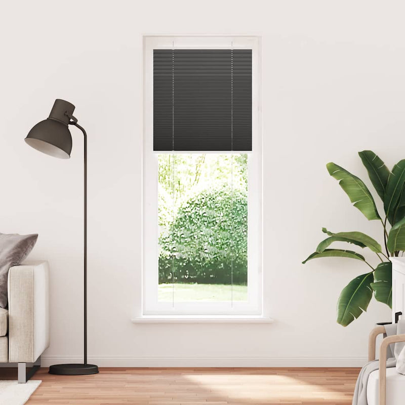 Afbeelding laden in galerijviewer, Vidaxl plissé rolgordijn 70x200 cm stofbreedte 69,4 cm polyester zwart
