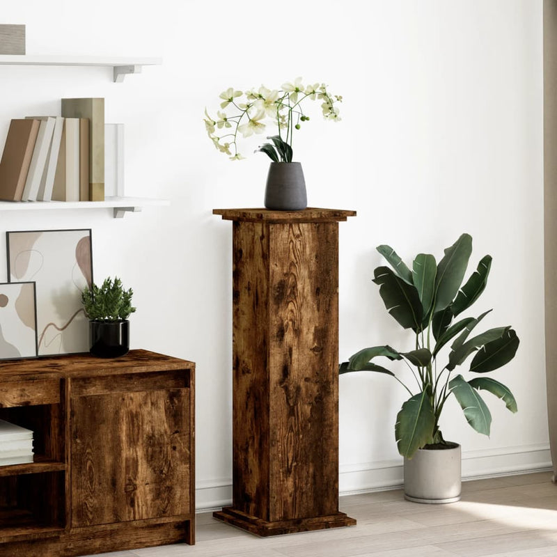 Afbeelding laden in galerijviewer, Vidaxl sokkel met opbergruimte 31x30x90 cm bewerkt hout gerookt eiken
