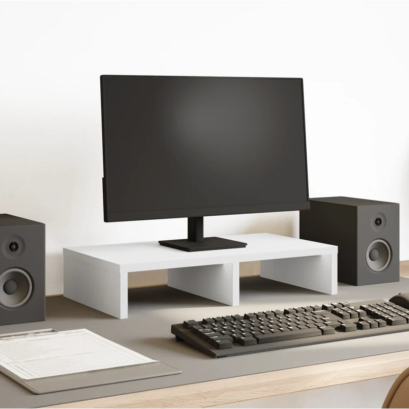 Afbeelding laden in galerijviewer, Vidaxl monitorstandaard 50x27x10 cm bewerkt hout wit
