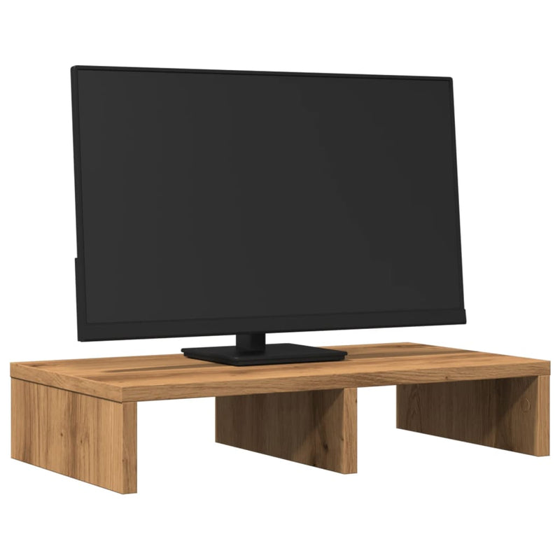 Afbeelding laden in galerijviewer, Vidaxl monitorstandaard 50x27x10 cm bewerkt hout artisanaal eikenkleur
