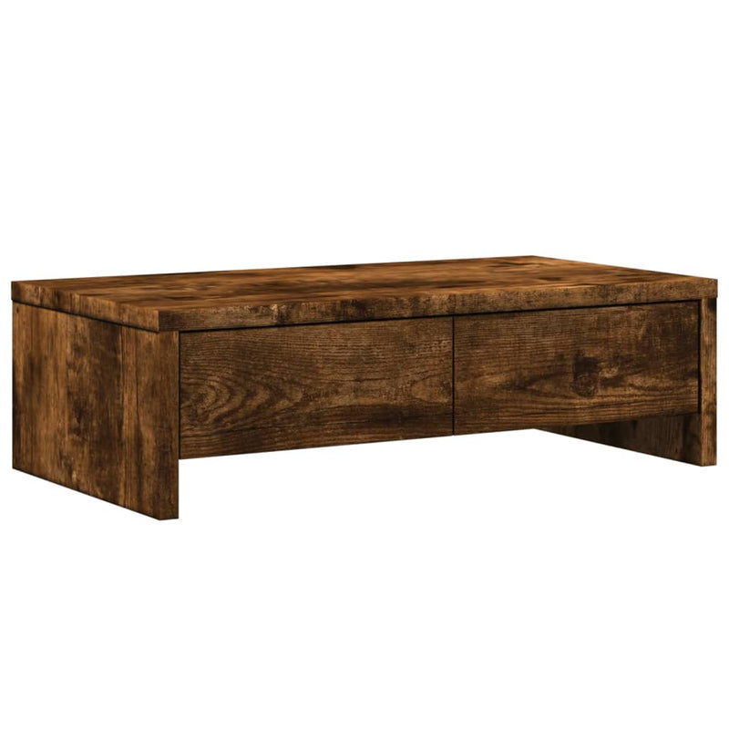 Afbeelding laden in galerijviewer, Vidaxl monitorstandaard met lades 50x27x15 cm hout gerookt eikenkleur
