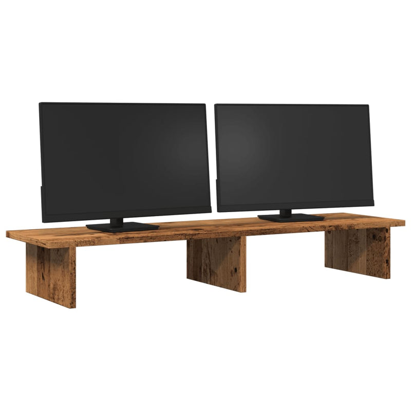 Afbeelding laden in galerijviewer, Vidaxl monitorstandaard 100x27x15 cm bewerkt hout oud houtkleurig
