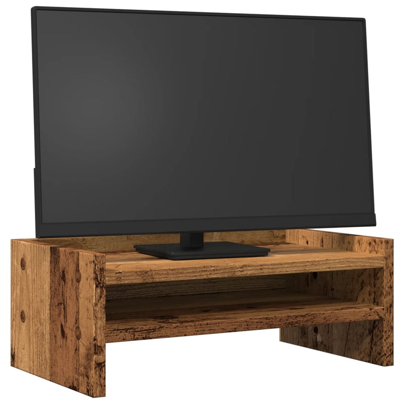 Afbeelding laden in galerijviewer, Vidaxl monitorstandaard 42x24x16 cm bewerkt hout oud houtkleurig
