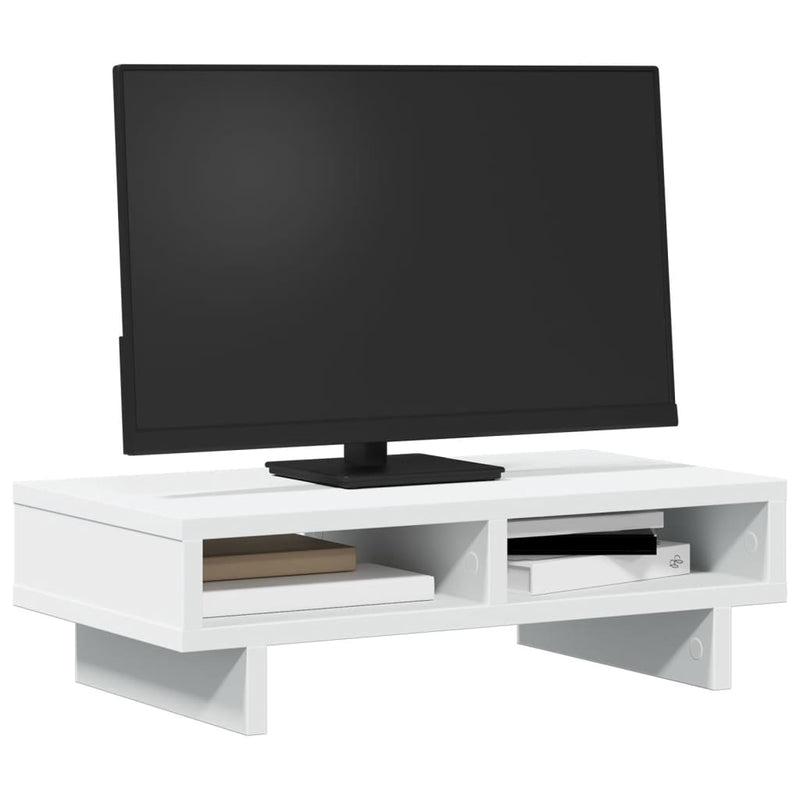 Afbeelding laden in galerijviewer, Vidaxl monitorstandaard 50x27x15 cm bewerkt hout wit
