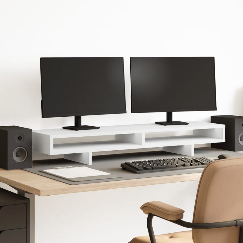 Afbeelding laden in galerijviewer, Vidaxl monitorstandaard 100x27x15 cm bewerkt hout wit
