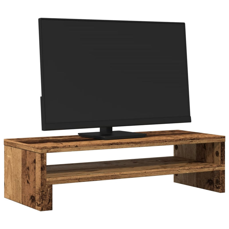 Afbeelding laden in galerijviewer, Vidaxl monitorstandaard 54x22x15 cm bewerkt hout oud houtkleurig

