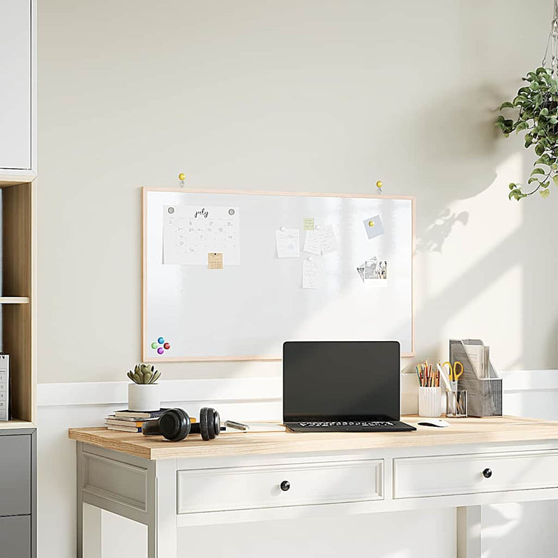 Afbeelding laden in galerijviewer, Vidaxl magnetisch whiteboard met massief grenenhouten frame 100x55 cm
