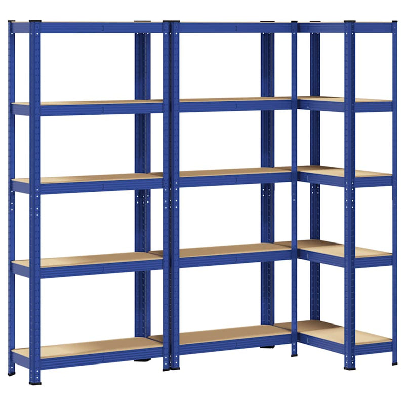 Afbeelding laden in galerijviewer, Vidaxl opbergrekken 3 st 5-laags staal en bewerkt hout blauw
