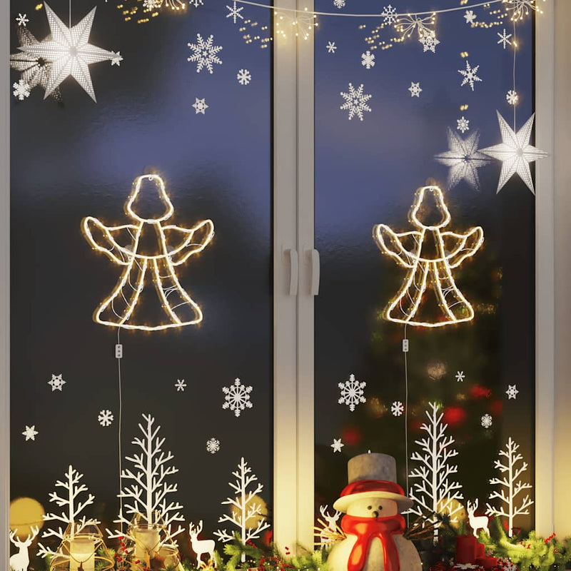 Afbeelding laden in galerijviewer, Vidaxl kerstverlichting engel silhouet 2 st 50 leds warm wit
