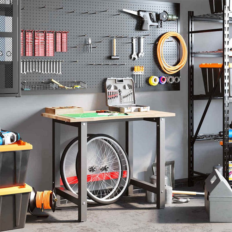 Afbeelding laden in galerijviewer, Vidaxl werkbank 100x60x81,5 cm massief eikenhout
