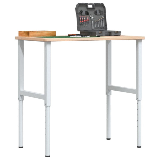 Vidaxl werkbank rechthoekig 100x60x(71,5-98) cm massief eikenhout
