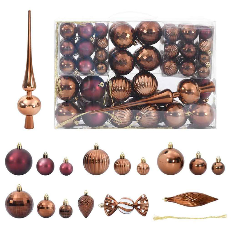 Afbeelding laden in galerijviewer, Vidaxl kerstballen 98 st ø3 4 6 cm bruin
