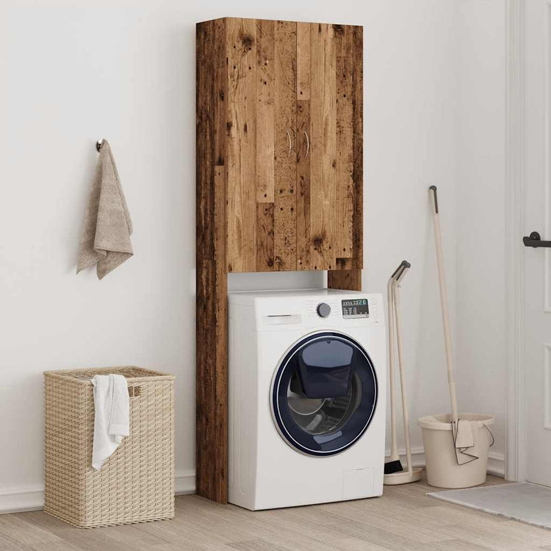 Afbeelding laden in galerijviewer, Vidaxl wasmachinekast 64x25,5x190 cm oud houtkleurig
