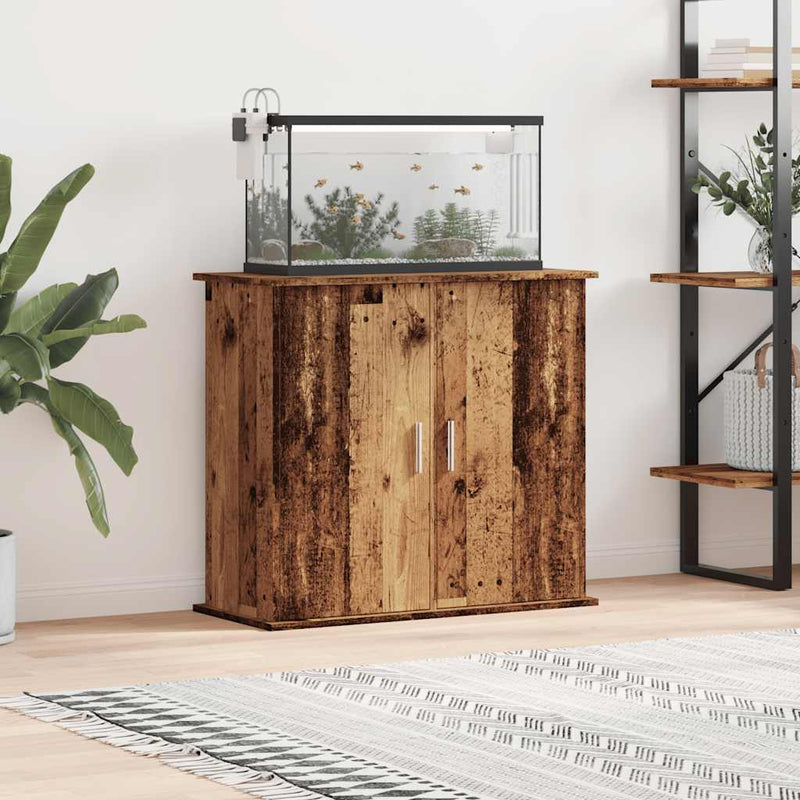 Afbeelding laden in galerijviewer, Vidaxl aquariumstandaard 81x36x73 cm bewerkt hout oud houtkleurig
