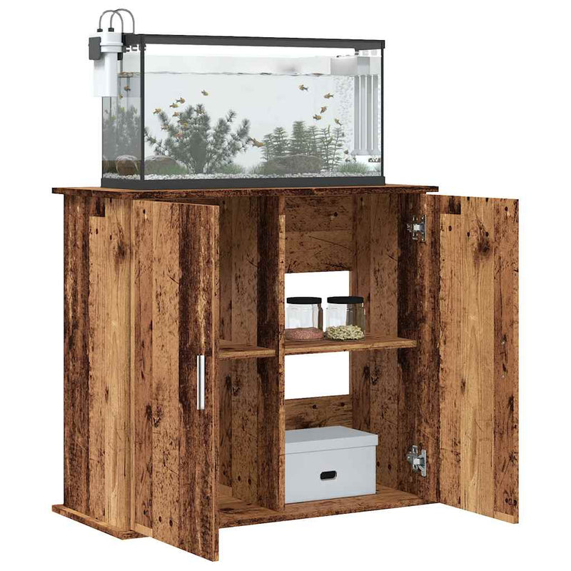Afbeelding laden in galerijviewer, Vidaxl aquariumstandaard 81x36x73 cm bewerkt hout oud houtkleurig
