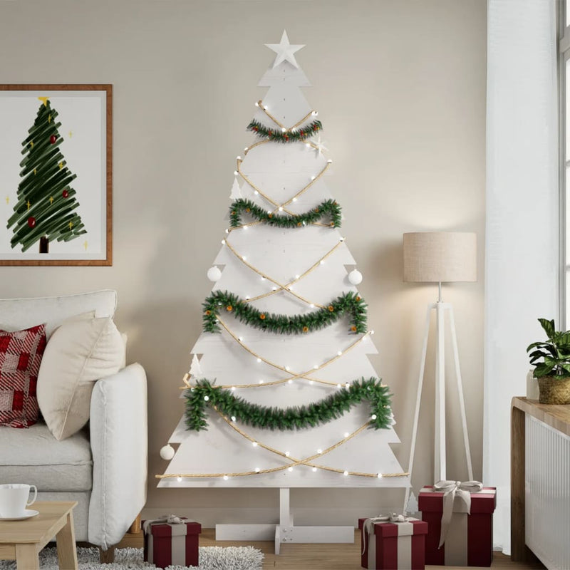 Afbeelding laden in galerijviewer, Vidaxl kerstdecoratie kerstboom 180 cm massief grenenhout wit
