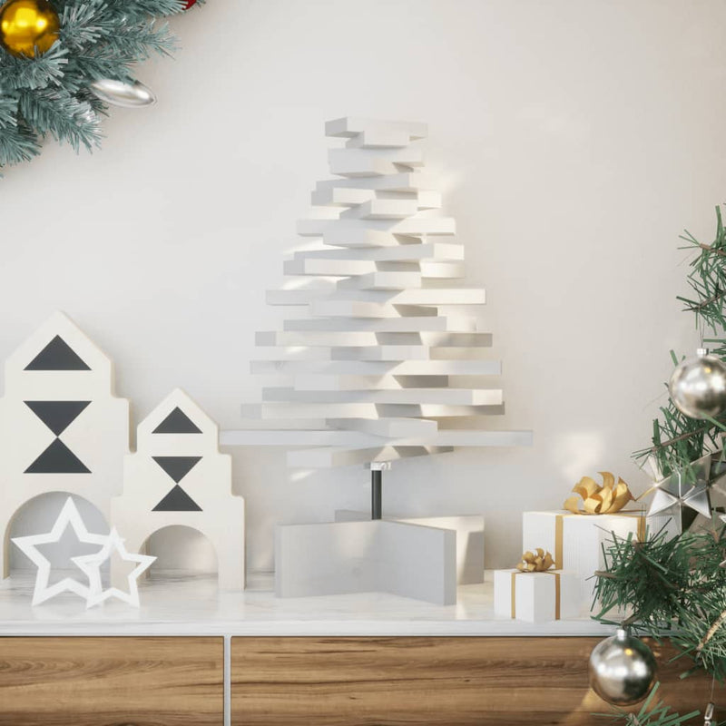 Afbeelding laden in galerijviewer, Vidaxl kerstdecoratie kerstboom 60 cm massief grenenhout wit
