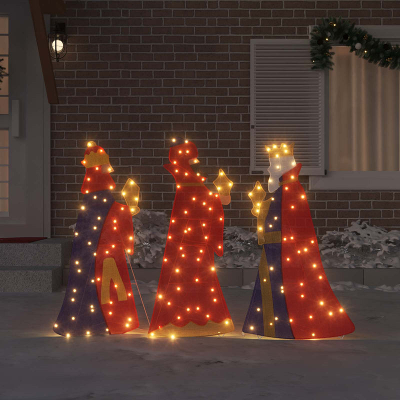 Afbeelding laden in galerijviewer, Vidaxl 3 wijze mannen kerstverlichting 3 pcs warmwit 105 cm stof
