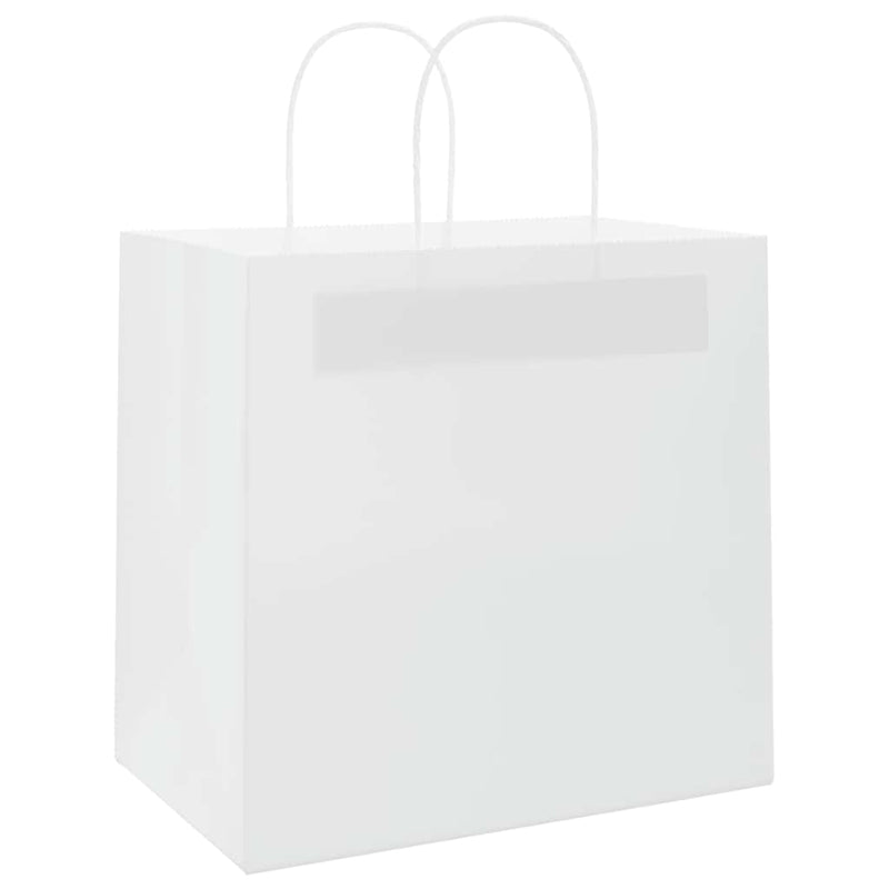 Afbeelding laden in galerijviewer, Vidaxl papieren zakken 250 st met hengsels 26x17x25 cm wit
