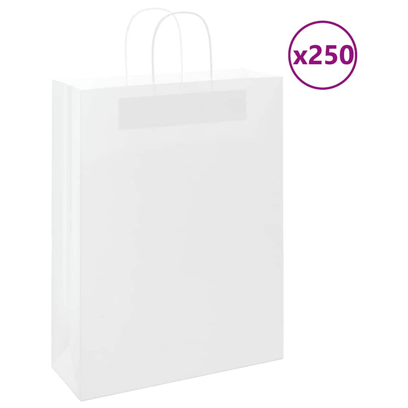 Afbeelding laden in galerijviewer, Vidaxl papieren zakken 250 st met hengsels 32x12x42 cm wit
