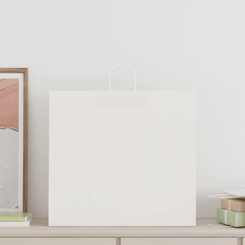 Afbeelding laden in galerijviewer, Vidaxl papieren zakken 250 st met hengsels 54x15x49 cm wit
