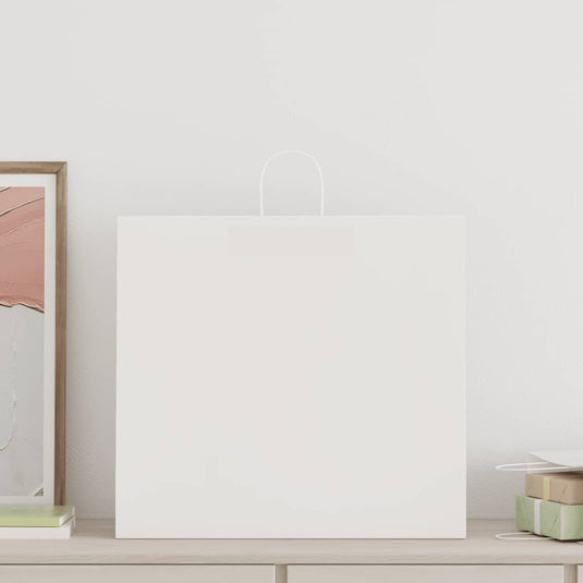 Vidaxl papieren zakken 250 st met hengsels 54x15x49 cm wit