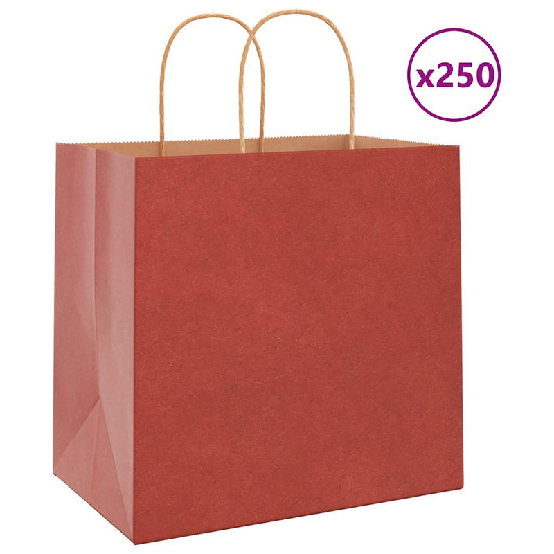 Afbeelding laden in galerijviewer, Vidaxl papieren zakken 250 st met hengsels 26x17x25 cm rood

