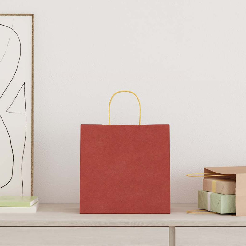 Afbeelding laden in galerijviewer, Vidaxl papieren zakken 250 st met hengsels 26x17x25 cm rood
