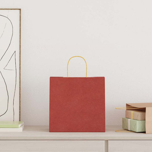 Vidaxl papieren zakken 250 st met hengsels 26x17x25 cm rood
