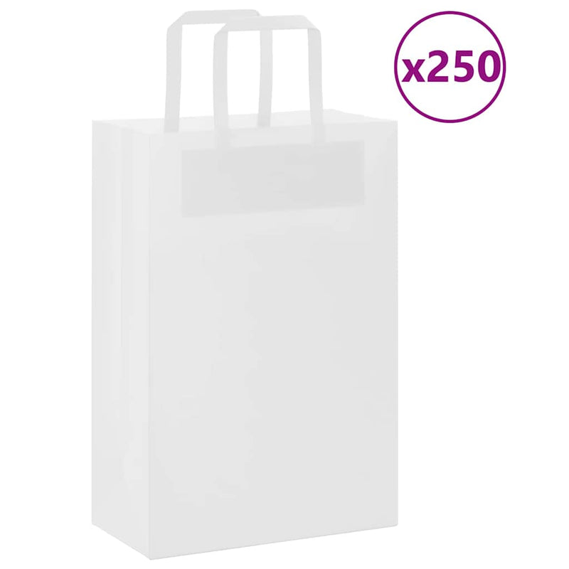 Afbeelding laden in galerijviewer, Vidaxl papieren zakken 250 st met hengsels 21x11x31 cm wit
