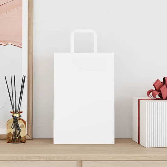 Vidaxl papieren zakken 250 st met hengsels 21x11x31 cm wit