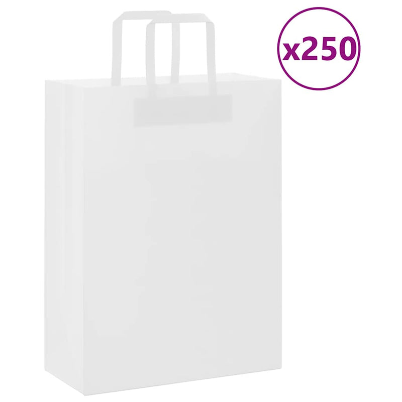 Afbeelding laden in galerijviewer, Vidaxl papieren zakken 250 st met hengsels 26x12x35 cm wit
