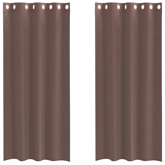 Vidaxl gordijnen voile met doorvoertules 2 st 140x225 cm bruin