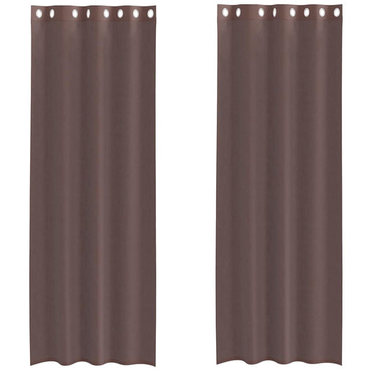 Vidaxl gordijnen voile met doorvoertules 2 st 140x300 cm bruin