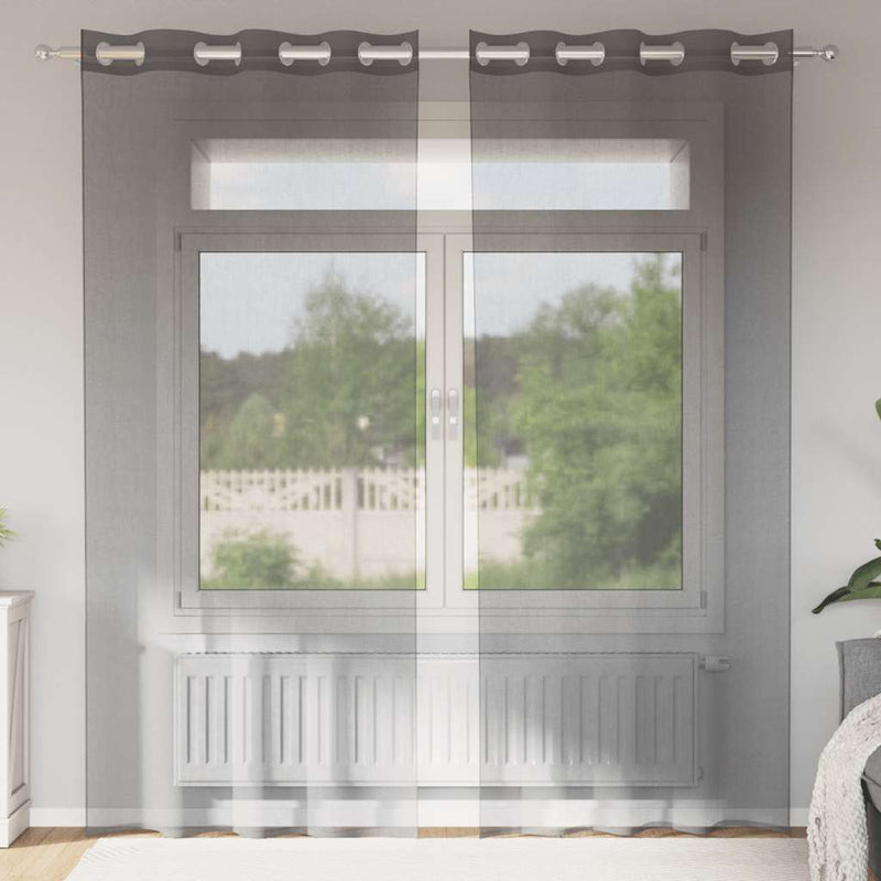 Afbeelding laden in galerijviewer, Vidaxl gordijnen voile met doorvoertules 2 st 140x245 cm donkergrijs
