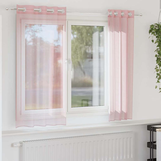 Vidaxl gordijnen voile met doorvoertules 2 st 140x140 cm lichtroze