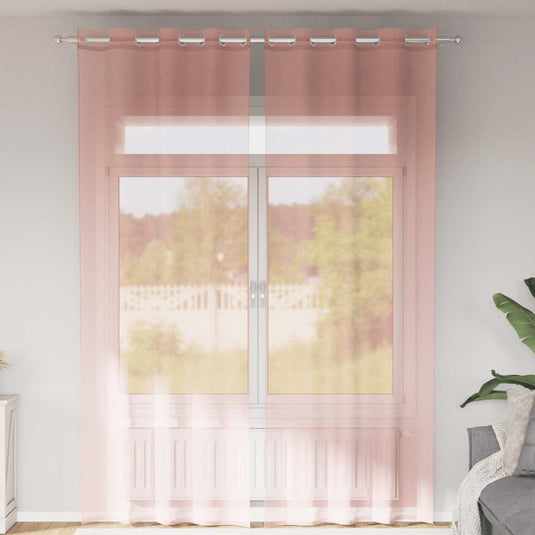 Vidaxl gordijnen voile met doorvoertules 2 st 140x300 cm roze