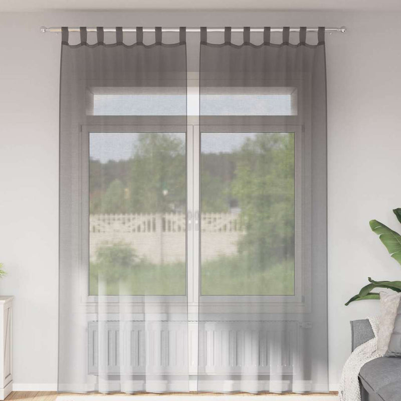Afbeelding laden in galerijviewer, Vidaxl gordijnen voile met lussen 2 st 140x260 cm donkergrijs
