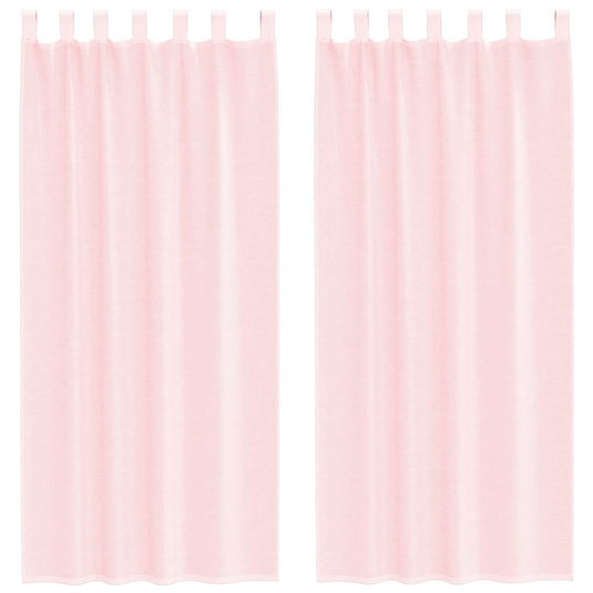 Vidaxl gordijnen voile met lussen 2 st 140x245 cm lichtroze