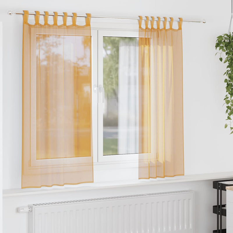 Afbeelding laden in galerijviewer, Vidaxl gordijnen voile met lussen 2 st 140x175 cm oranje
