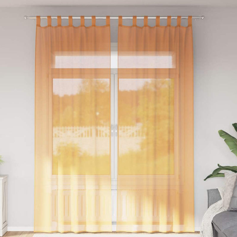 Afbeelding laden in galerijviewer, Vidaxl gordijnen voile met lussen 2 st 140x260 cm oranje
