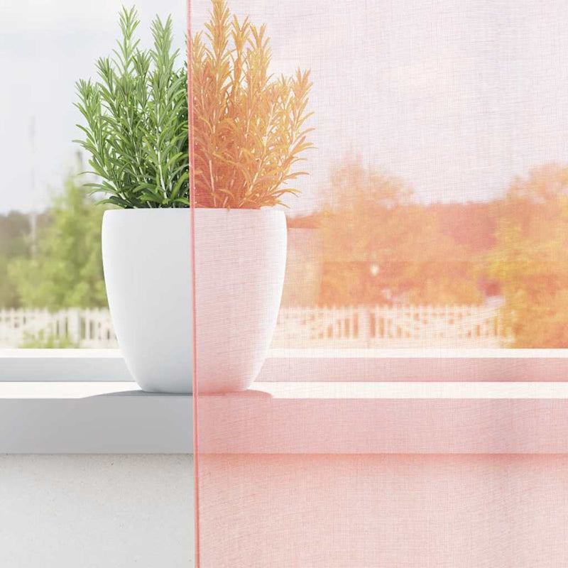 Afbeelding laden in galerijviewer, Vidaxl gordijnen voile met lussen 2 st 140x140 cm roze

