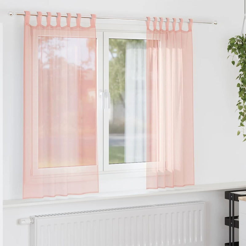 Afbeelding laden in galerijviewer, Vidaxl gordijnen voile met lussen 2 st 140x140 cm roze
