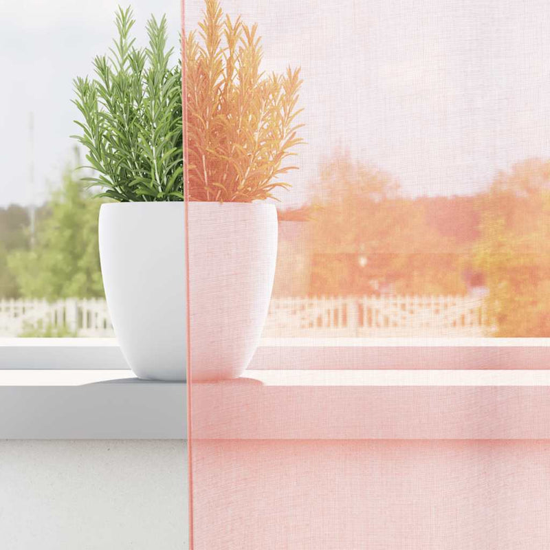 Afbeelding laden in galerijviewer, Vidaxl gordijnen voile met lussen 2 st 140x225 cm roze
