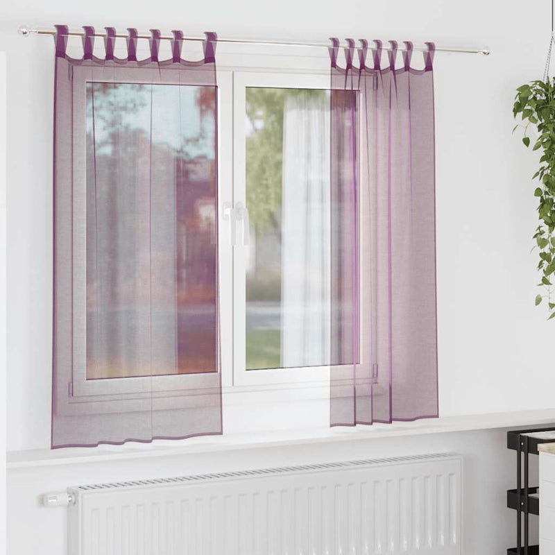 Afbeelding laden in galerijviewer, Vidaxl gordijnen met lussen 2 st 140x175 cm paars
