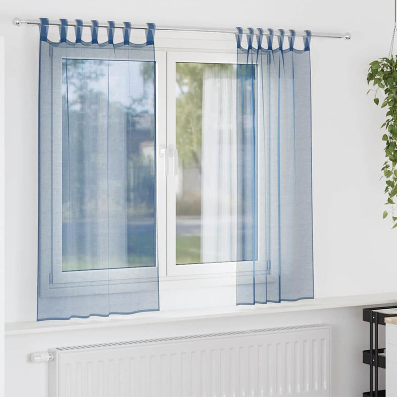 Afbeelding laden in galerijviewer, Vidaxl gordijnen voile met lussen 2 st 140x175 cm koningsblauw
