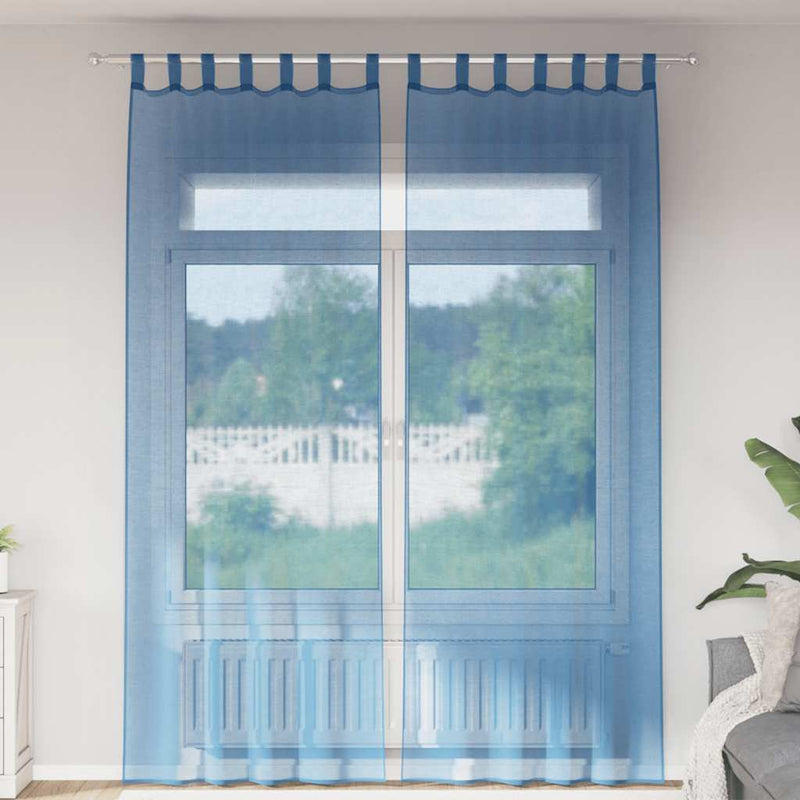 Afbeelding laden in galerijviewer, Vidaxl gordijnen voile met lussen 2 st 140x260 cm koningsblauw
